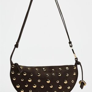 Zara Studded Brown Shoulder Bag